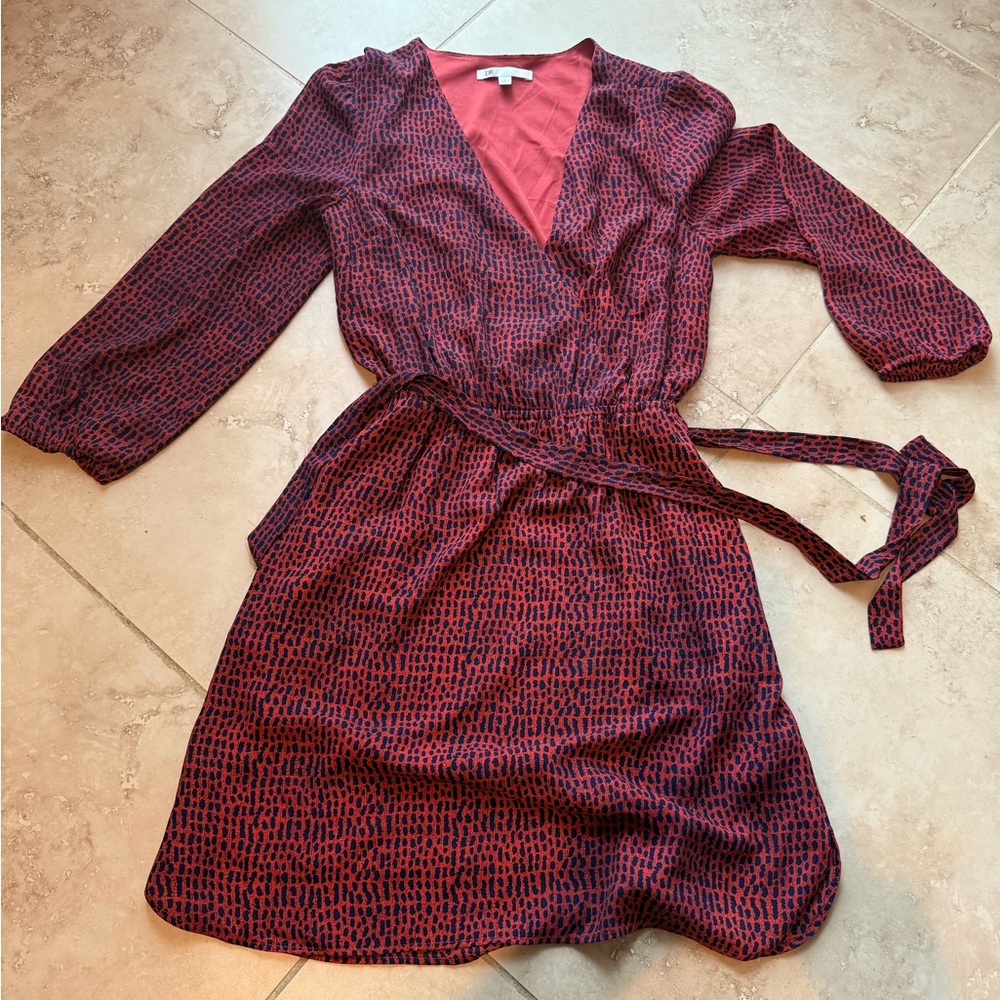 Stylish Red and Navy Patterned Dress